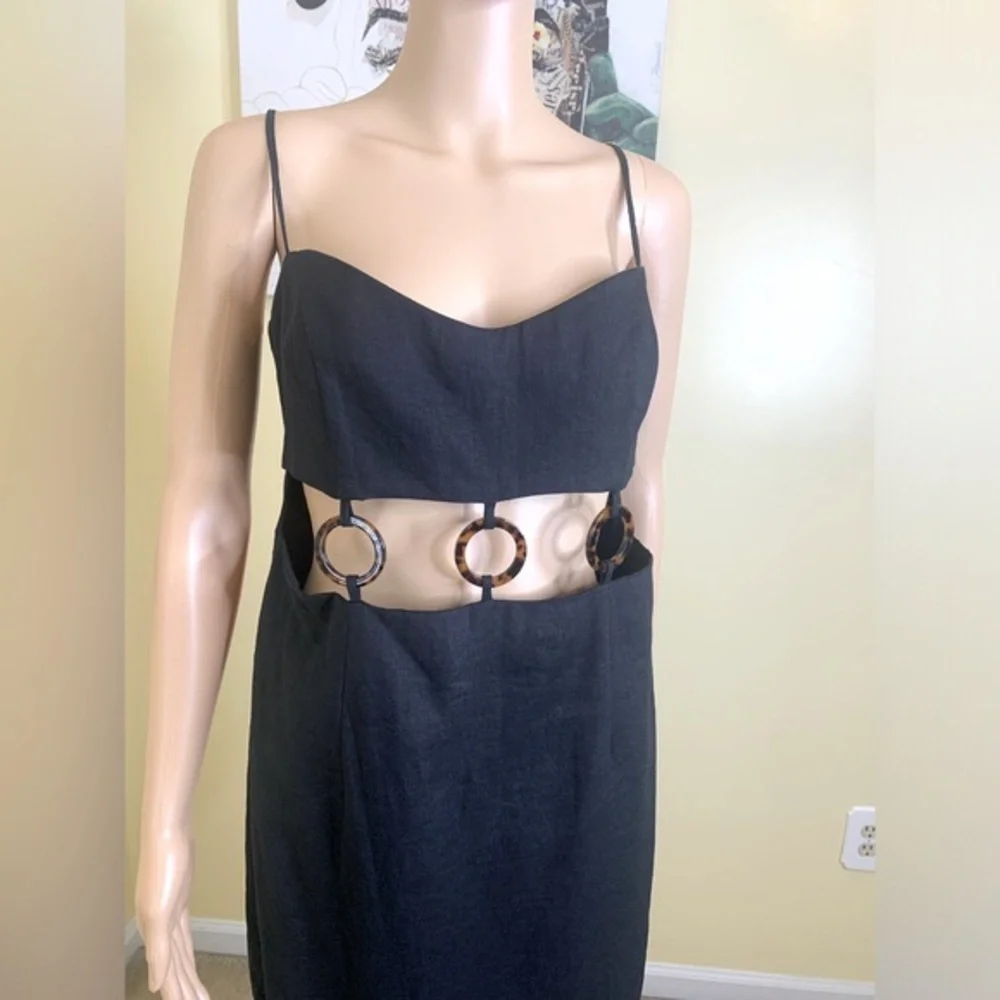 💫HP‼️💫 NWT Revolve RUMER 100% Linen “Bridget” Ring Maxi in Black, Size Large - Picture 8 of 17